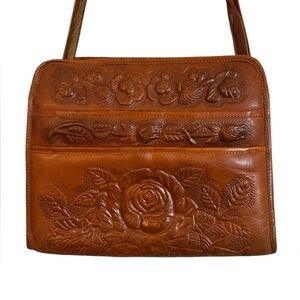 Vintage Tooled Leather Shoulder Bag
